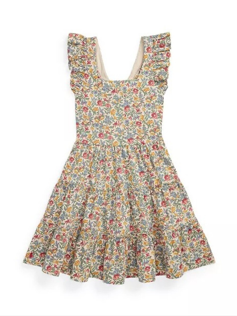 NWT Polo Ralph Lauren Floral Ruffled Cotton Jersey Dress